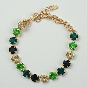 J.Crew Green Crystal Tennis Bracelet | Gold Chain NWOT
